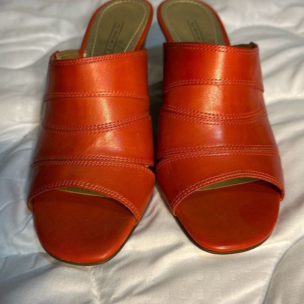 Circa Joan David Wedges Shoes Leather Red Size 6M